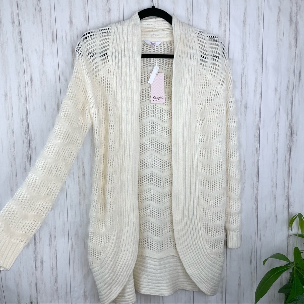 NWT cream Candies fuzzy chevron cardigan